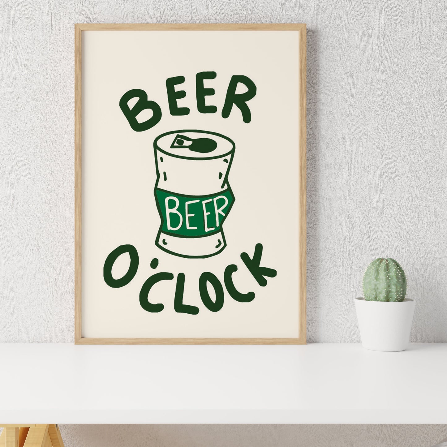 'Beer O'Clock' Unframed A3 Poster