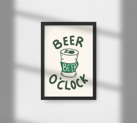 'Beer O'Clock' Unframed A3 Poster
